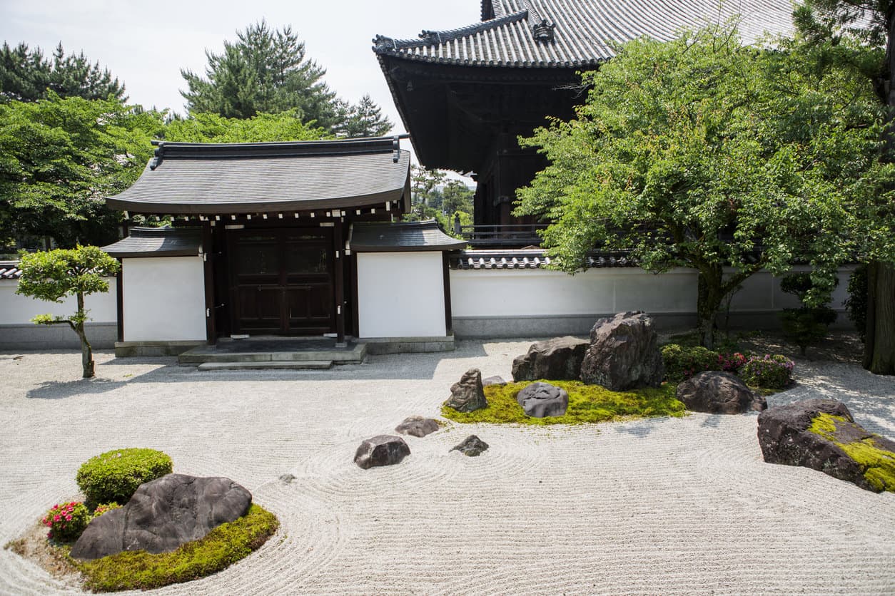 Hyakumanben Chionji寺庙的禅宗庭院在京都日本